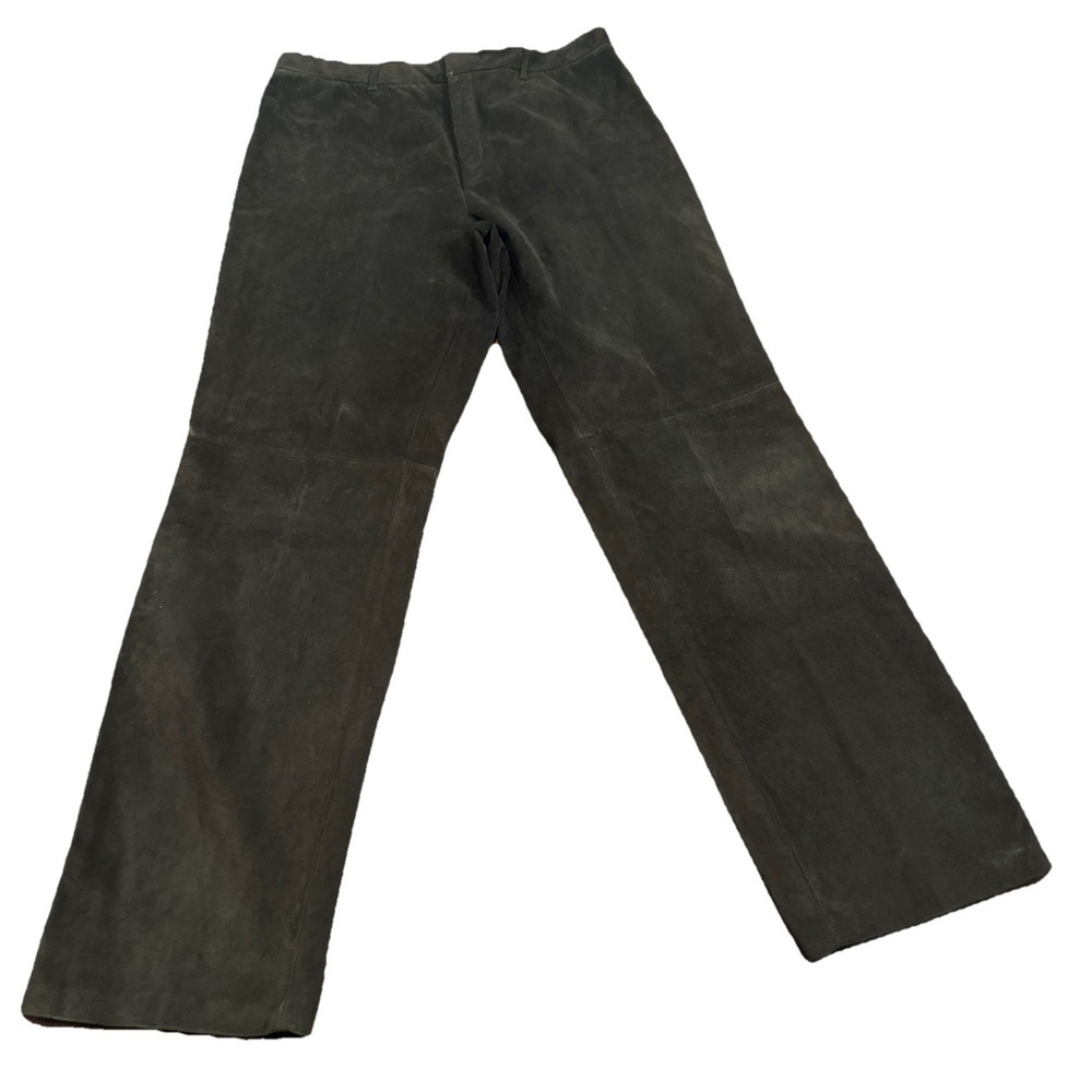 Nine West Women's Size 12 Black Suede Leather Pants - Straight Leg, Lined